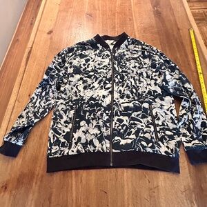 AG Adriano Goldschmied Black and White Floral Bomber Jacket